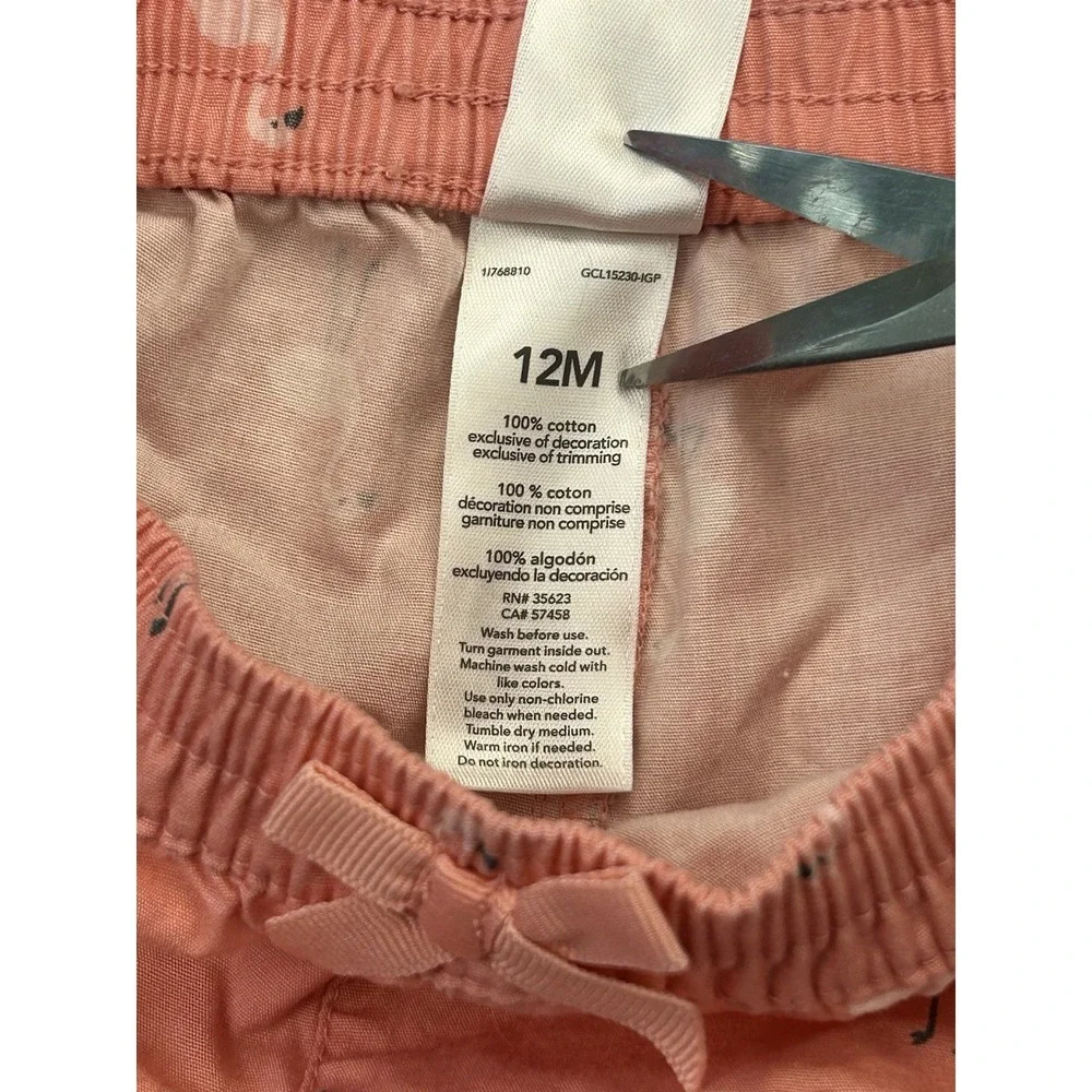 Carter's Just One You Girls 12M Pink Flamingo Shorts Cotton Beach Tropical